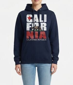Pacific & Co. California Republic Hoodie Navy Blue Pullover Sweatshirt Small